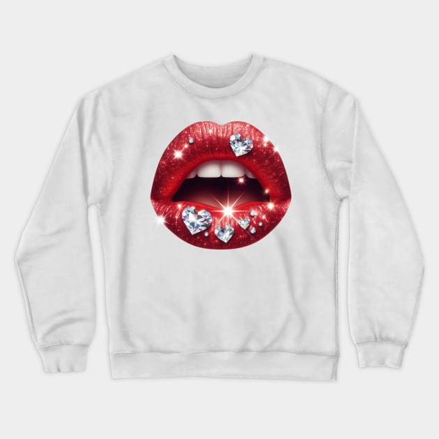 Valentines Lips Crewneck Sweatshirt by Chromatic Fusion Studio